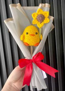 Crocheted Chick & Sunflower Bouquet