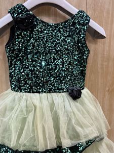 Princess Style Black Sequin Ruffle Dress for Girls