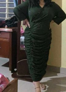 Elegant Ruched Green Dress