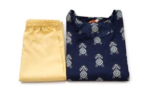 Navy Blue Printed Kurta