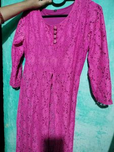 Elegant Pink Lace Kurta Set