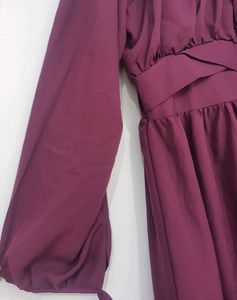 Chic and Elegant Maroon Fit &amp; Flare Midi