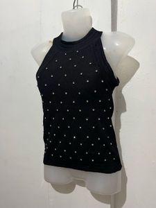 Sparkly Black Halter Neck Top