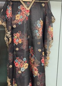 Sheer Floral kaaftan with Sequin
