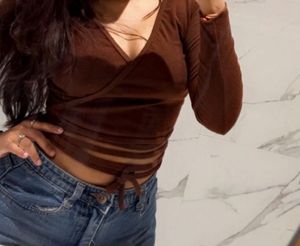 🤎Brown Wrap Top