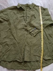 Oversized Green Linen Blend Shirt