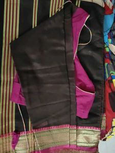 Elegant Striped Saree with full sleeves blouse