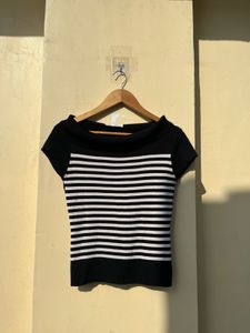 Striped Boat Neck Top