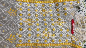 Grey &amp; Yellow Print Kurti Without Dupatta