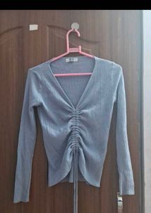 Ribbed Knit Top - Long Sleeve Powder Blue