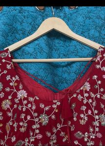 Red Embroidered Kurta Set with Dupatta