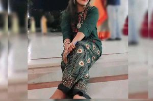 Green Embroidered Kurta with Peacock Print Pants