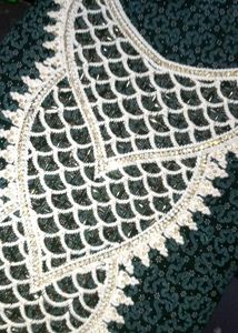 🌿 Elegant Dark Green Embroidered Dress Material