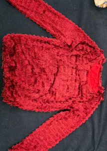 Vibrant Red Faux Fur Top