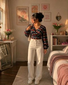 Vintage Plaid Wrap Top ❤️💙