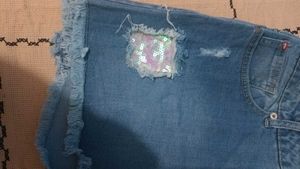 Denim Shorts with Sequins