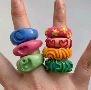 3 × ❤️ Y2K Chunky Clay Rings ✨