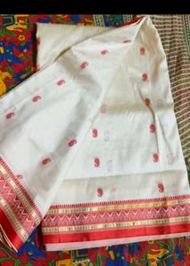 Elegant White Saree with Gold Embroidery