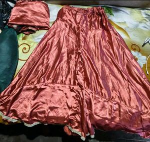 SATIN KURTI &amp; UMBRELLA PALAZZO SET