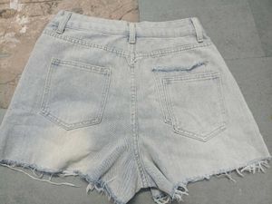 Light Wash Ripped Denim Shorts