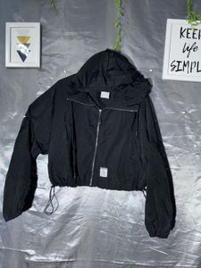 BERSHKA cropped hooded Windbreaker Jacket