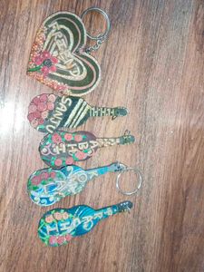Handmade Guitar & Heart Keychains pick any 2