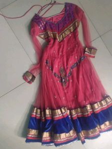 Stunning Red &amp; Blue Embroidered gown