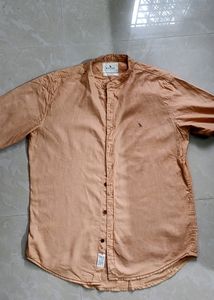 Mr Bowerbird Light Orange Half Collar Shirt