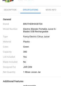 Juicer Mixer Jar With Usb charger
