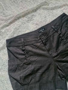 Chic Black Button Detail Shorts