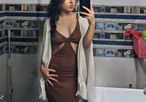 Brown Cutout Knit Dress with Cardigan