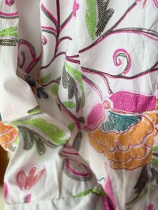 White Floral Print Button-Up Shirt