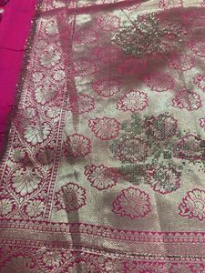 Elegant dark pink banarsi saree