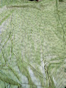 Green Striped Floral Dress Material
