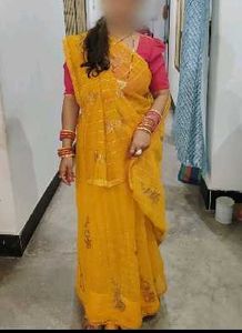 Vibrant Yellow Saree