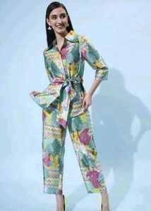 Abstract Tree Print Button-Up & Pants Set