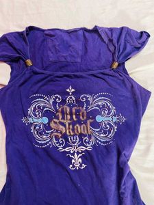 y2k Purple Graphic Print Top