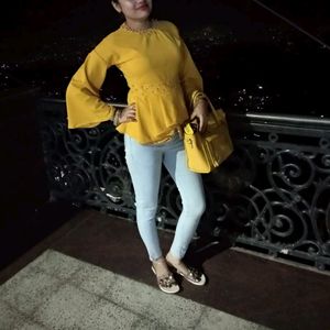 Yellow Top New Digain Stechbal Material Piyarls Work