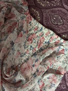 Sheer Floral Puff Sleeve Top