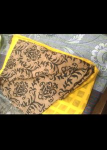 Vibrant Yellow Saree with Black Damask Print