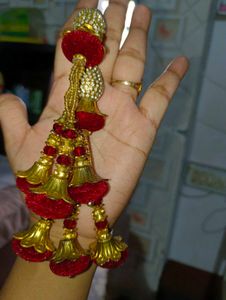 Gorgeous Red &amp; Gold Dupatta Tassels