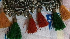 Boho Tassel Earrings Mirror Work