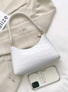 🕊️White Croc-Embossed Shoulder Bag