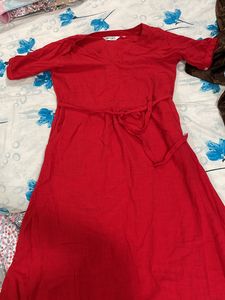 Red Jaipuri Cotton Gown