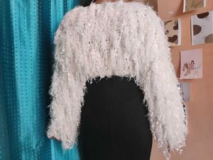 ❤️White Sparkle Fringe Knit Sweater🌸