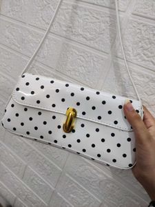 Savana White Polka Dot Shoulder Bag