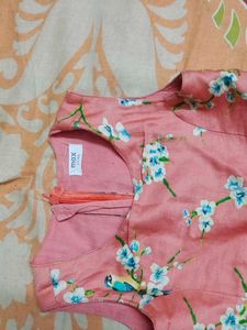Cute Pink Floral Bird Print Dress