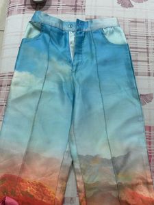 Sky Print Wide Leg Pants