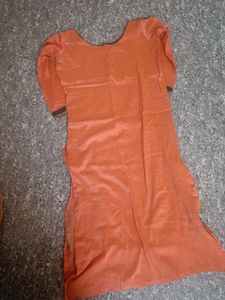 Peach Color, Embroidery Work, Boat Neck