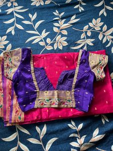 Vibrant Pink Saree with Stitched Blouse